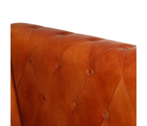 Sillón Chesterfield de cuero auténtico marrón canela