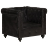 Sillón Chesterfield de cuero auténtico negro