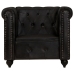 Sillón Chesterfield de cuero auténtico negro