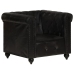 Sillón Chesterfield de cuero auténtico negro