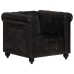 Sillón Chesterfield de cuero auténtico negro