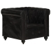 Sillón Chesterfield de cuero auténtico negro