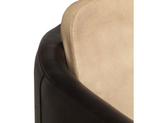 Sillón de cuero auténtico marrón canela y negro