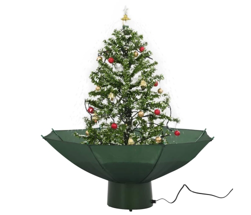 Árbol de Navidad con nieve con base en paraguas verde 75 cm