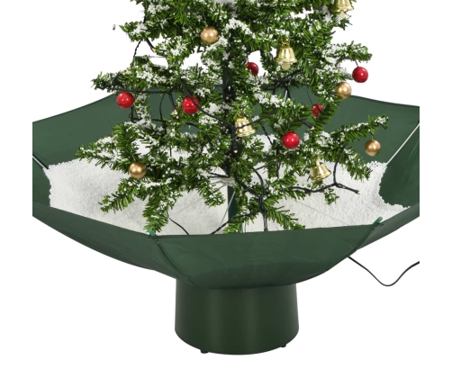 Árbol de Navidad con nieve con base en paraguas verde 75 cm