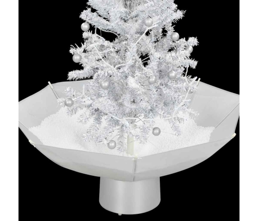 Árbol de Navidad con nieve con base en paraguas blanco 75 cm