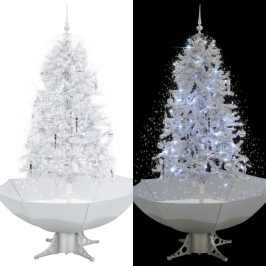 Árbol de Navidad con nieve con base en paraguas blanco 170 cm