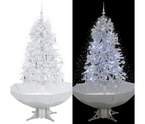 Árbol de Navidad con nieve con base en paraguas blanco 170 cm