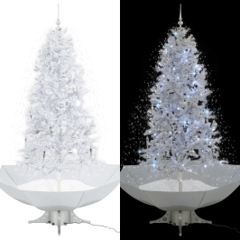 Árbol de Navidad con nieve con base en paraguas blanco 190 cm