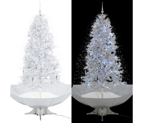 Árbol de Navidad con nieve con base en paraguas blanco 190 cm