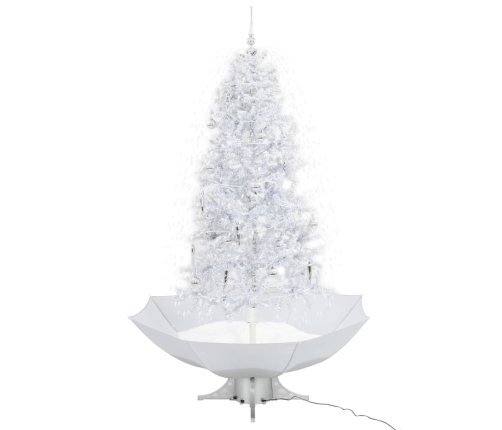 Árbol de Navidad con nieve con base en paraguas blanco 190 cm