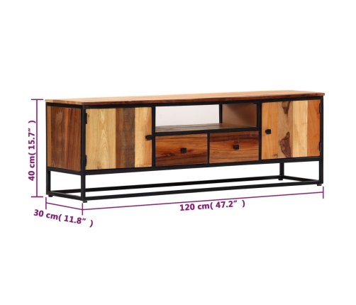 Mueble para TV de madera maciza reciclada 120x30x40 cm