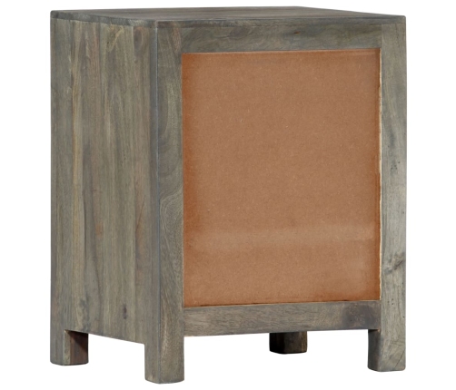 Mesita de noche madera maciza de mango gris 40x30x50 cm