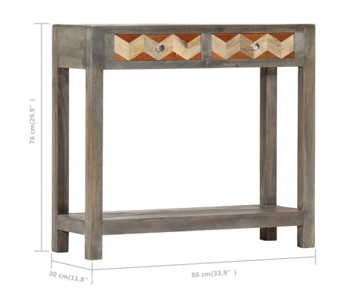 Mesa consola de madera maciza de mango gris 86x30x76 cm