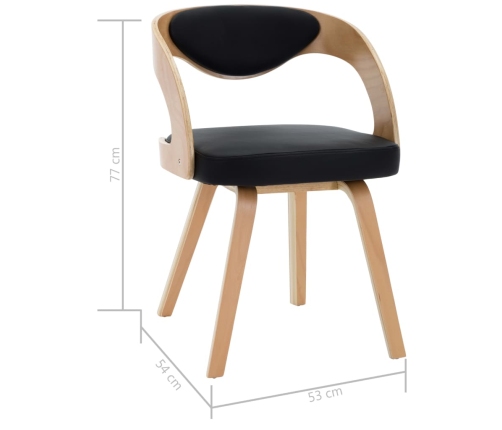 Sillas de comedor 2 uds madera curvada y cuero sintético negro