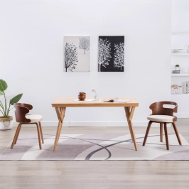 Sillas de comedor 2 uds madera curvada y cuero sintético crema