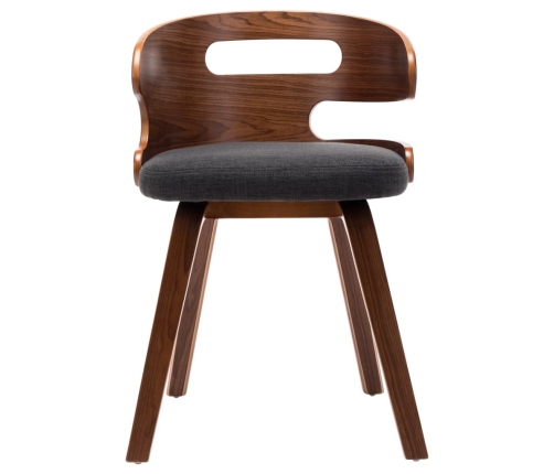Sillas de comedor 2 unidades madera curvada y tela gris oscuro