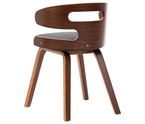 Sillas de comedor 2 unidades madera curvada y tela gris oscuro