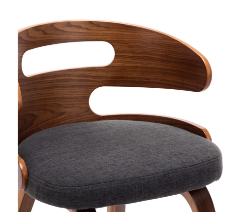Sillas de comedor 2 unidades madera curvada y tela gris oscuro