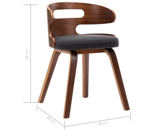 Sillas de comedor 2 unidades madera curvada y tela gris oscuro