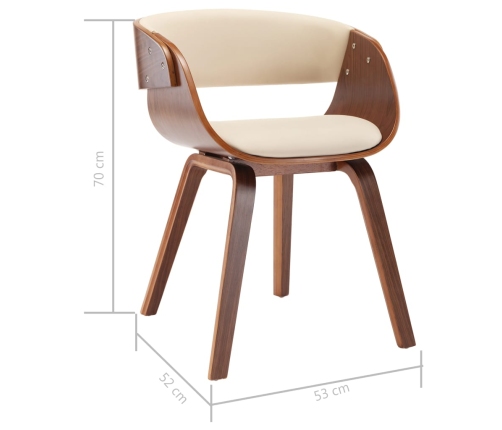 Silla de comedor madera curvada y cuero sintético crema