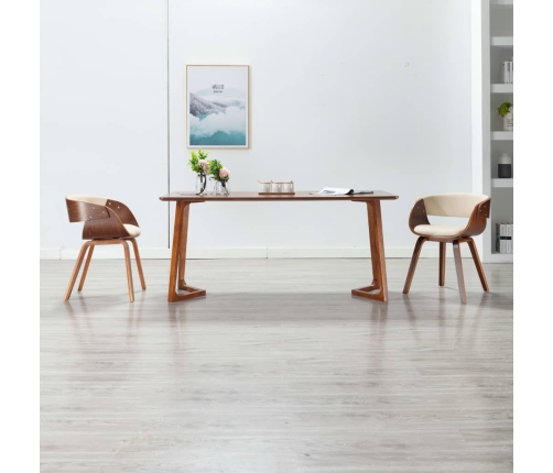 Silla de comedor madera curvada y cuero sintético crema