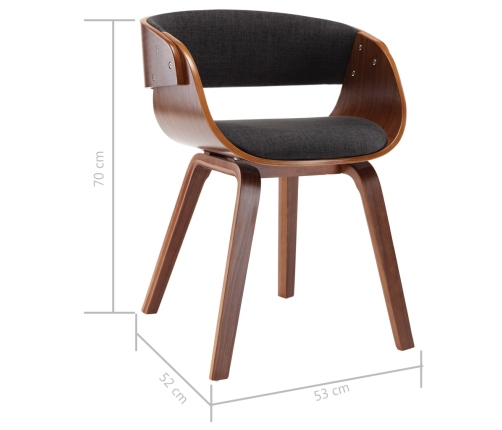 Silla de comedor madera curvada y tela gris