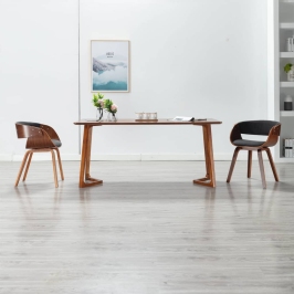 Silla de comedor madera curvada y tela gris