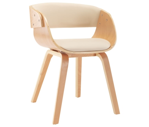 Silla de comedor madera curvada y cuero sintético crema