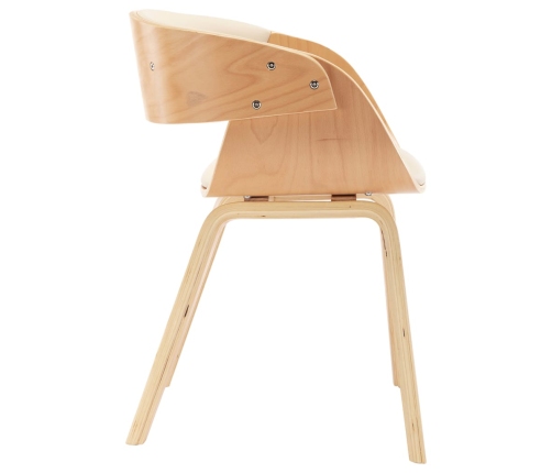 Silla de comedor madera curvada y cuero sintético crema