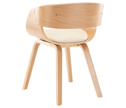 Silla de comedor madera curvada y cuero sintético crema