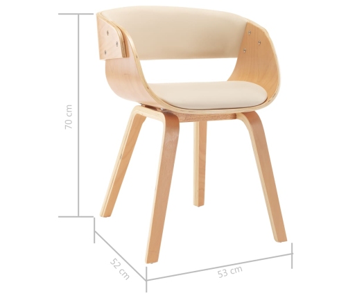 Silla de comedor madera curvada y cuero sintético crema