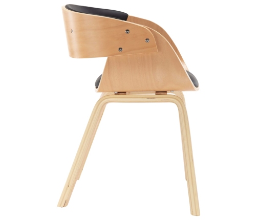 Silla de comedor de madera curvada y cuero sintético negro