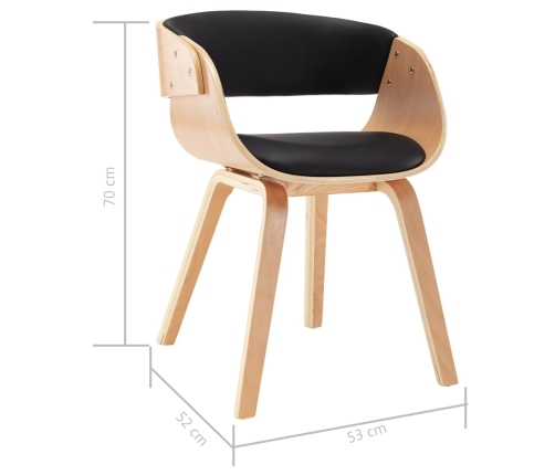 Silla de comedor de madera curvada y cuero sintético negro