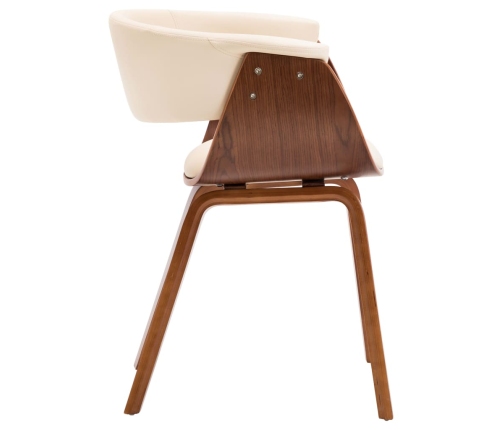 Silla de comedor madera curvada y cuero sintético crema