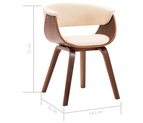 Silla de comedor madera curvada y cuero sintético crema