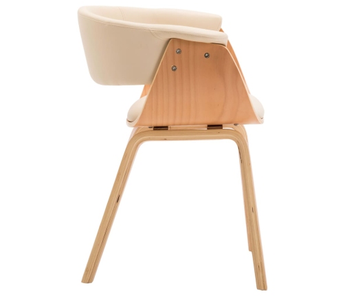 Silla de comedor madera curvada y cuero sintético crema