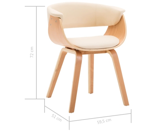 Silla de comedor madera curvada y cuero sintético crema