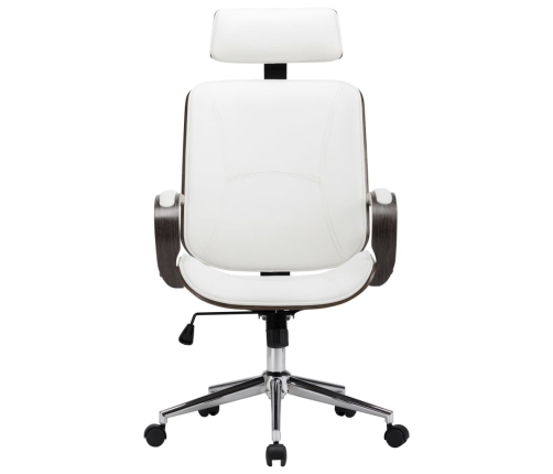 Silla oficina con reposacabezas cuero sintético madera blanco