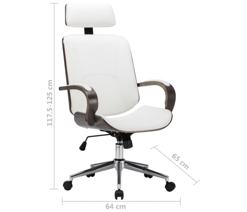 Silla oficina con reposacabezas cuero sintético madera blanco