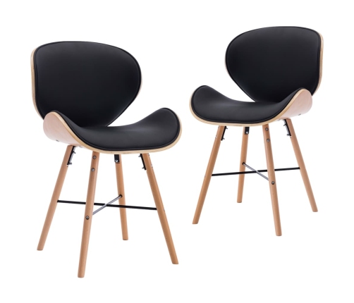 Sillas de comedor 2 uds cuero sintético y madera curvada negro