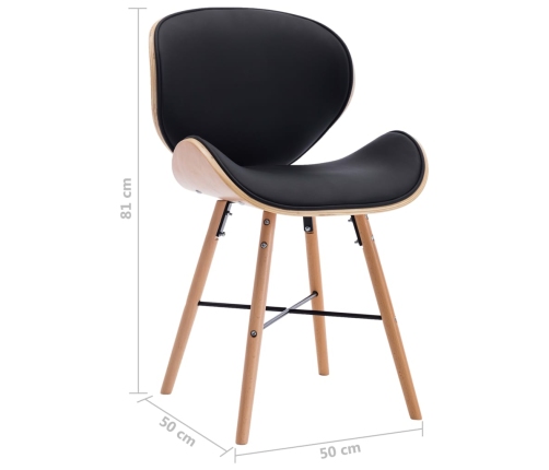 Sillas de comedor 2 uds cuero sintético y madera curvada negro