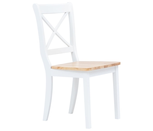 Juego de comedor 5 piezas madera maciza de caucho blanco marrón