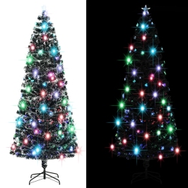 Árbol de Navidad con luces y soporte fibra óptica 240 cm