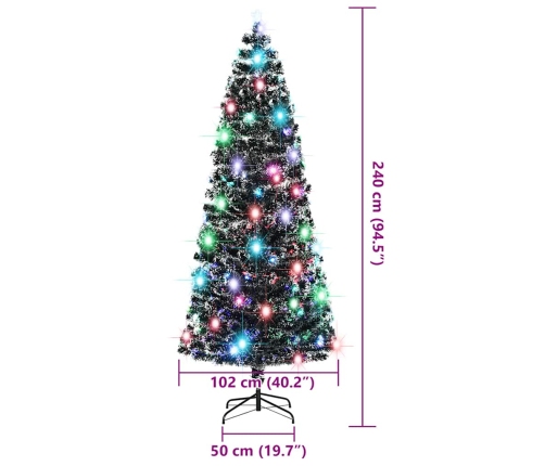 Árbol de Navidad con luces y soporte fibra óptica 240 cm