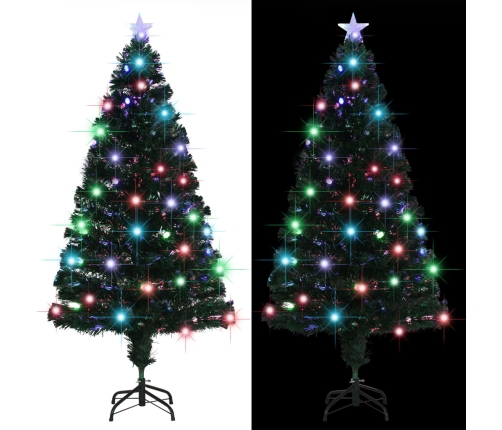 Árbol de Navidad con luces y soporte fibra óptica 150 cm