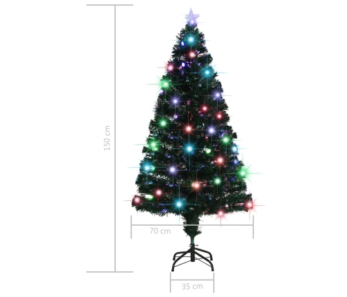 Árbol de Navidad con luces y soporte fibra óptica 150 cm