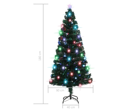 Árbol de Navidad con luces y soporte fibra óptica 180 cm