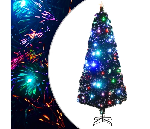 Árbol de Navidad con luces y soporte fibra óptica 210 cm