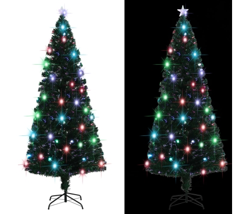 Árbol de Navidad con luces y soporte fibra óptica 210 cm